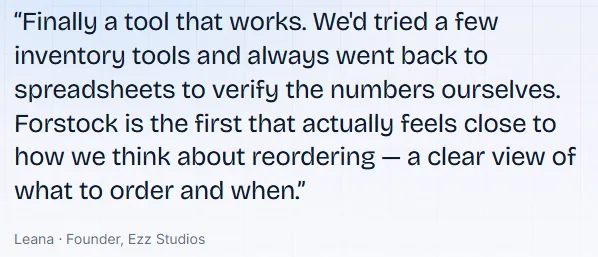 Ezz Studios founder Leana on Forstock: a clear view of what to order and when