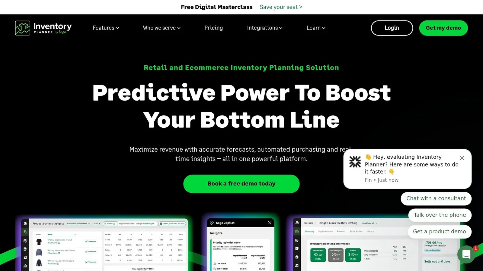 Inventory Planner by Sage website