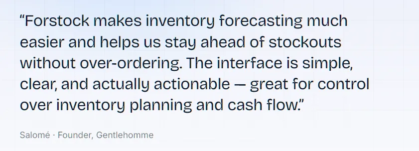 Gentlehomme founder Salomé on Forstock: easier forecasting, fewer stockouts, no over-ordering