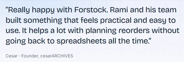 cesarARCHIVES founder Cesar on Forstock: practical reorder planning without going back to spreadsheets