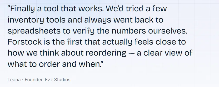 Ezz Studios founder Leana on Forstock: a clear view of what to order and when