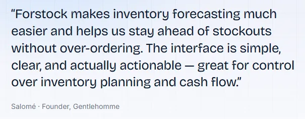 Gentlehomme founder Salomé on Forstock: easier forecasting, fewer stockouts, no over-ordering